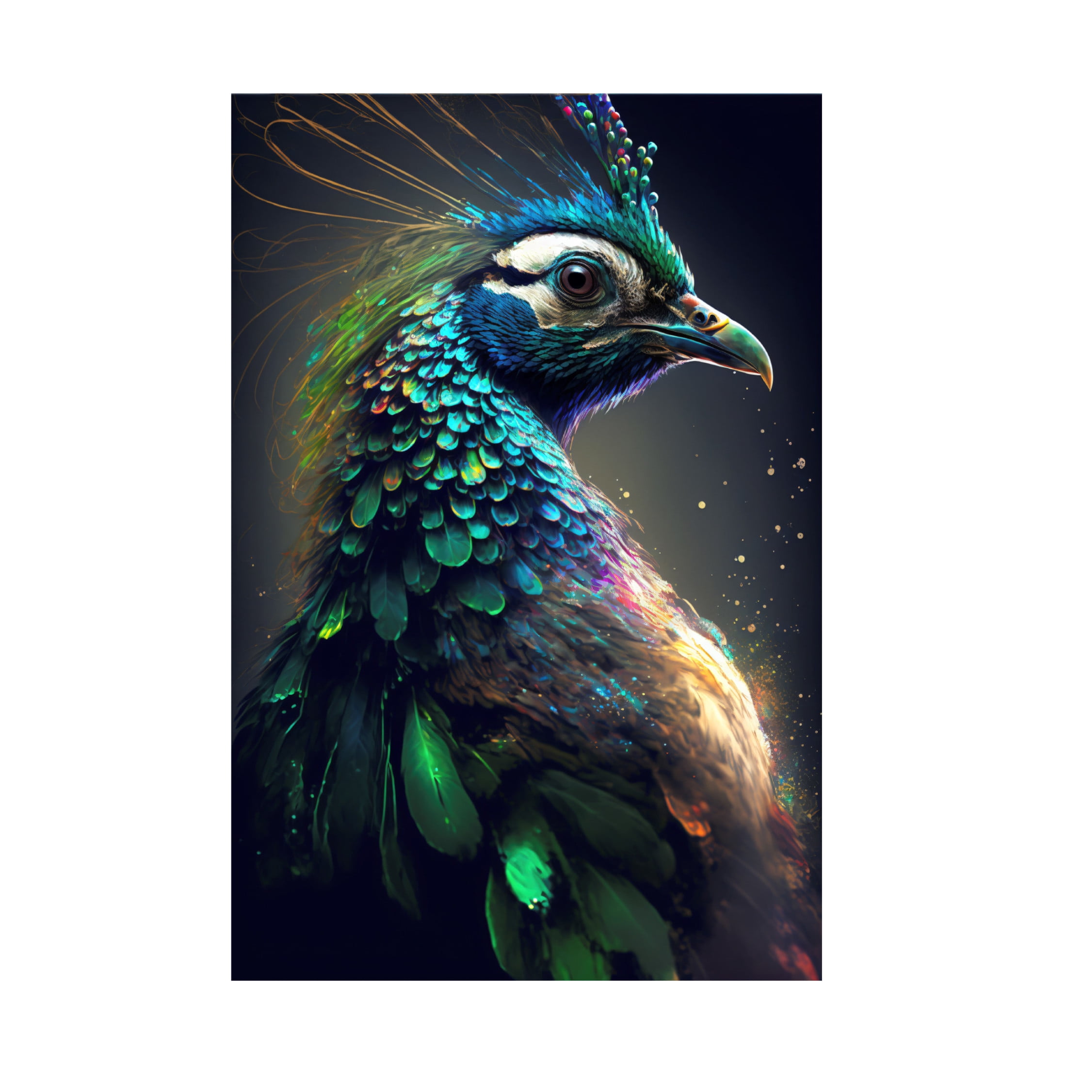 Canvas Wall Art - Ray Heere 'Proud Peacocks 36' Wall Art for Living Room, Bedroom, or Office Décor by Trademark Fine Art - 12 x 19 Inches