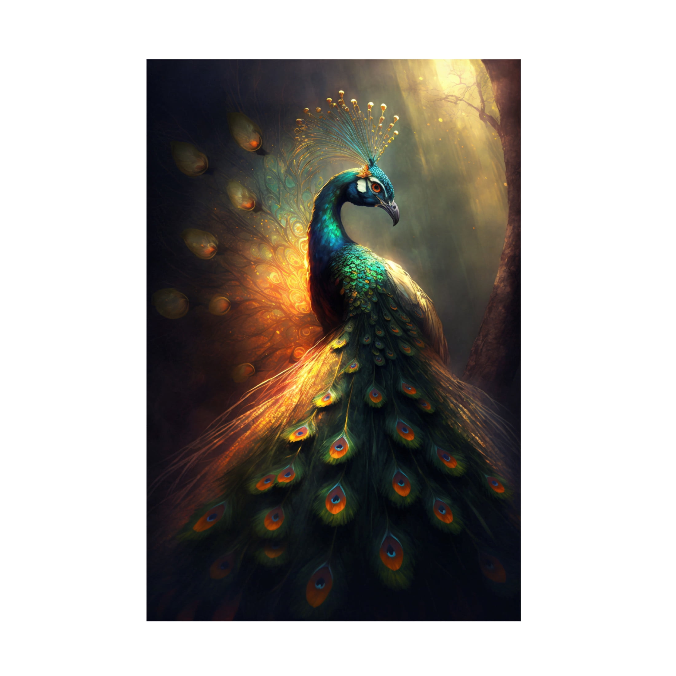 Canvas Wall Art - Ray Heere 'Proud Peacocks 37' Wall Art for Living Room, Bedroom, or Office Décor by Trademark Fine Art - 30 x 47 Inches