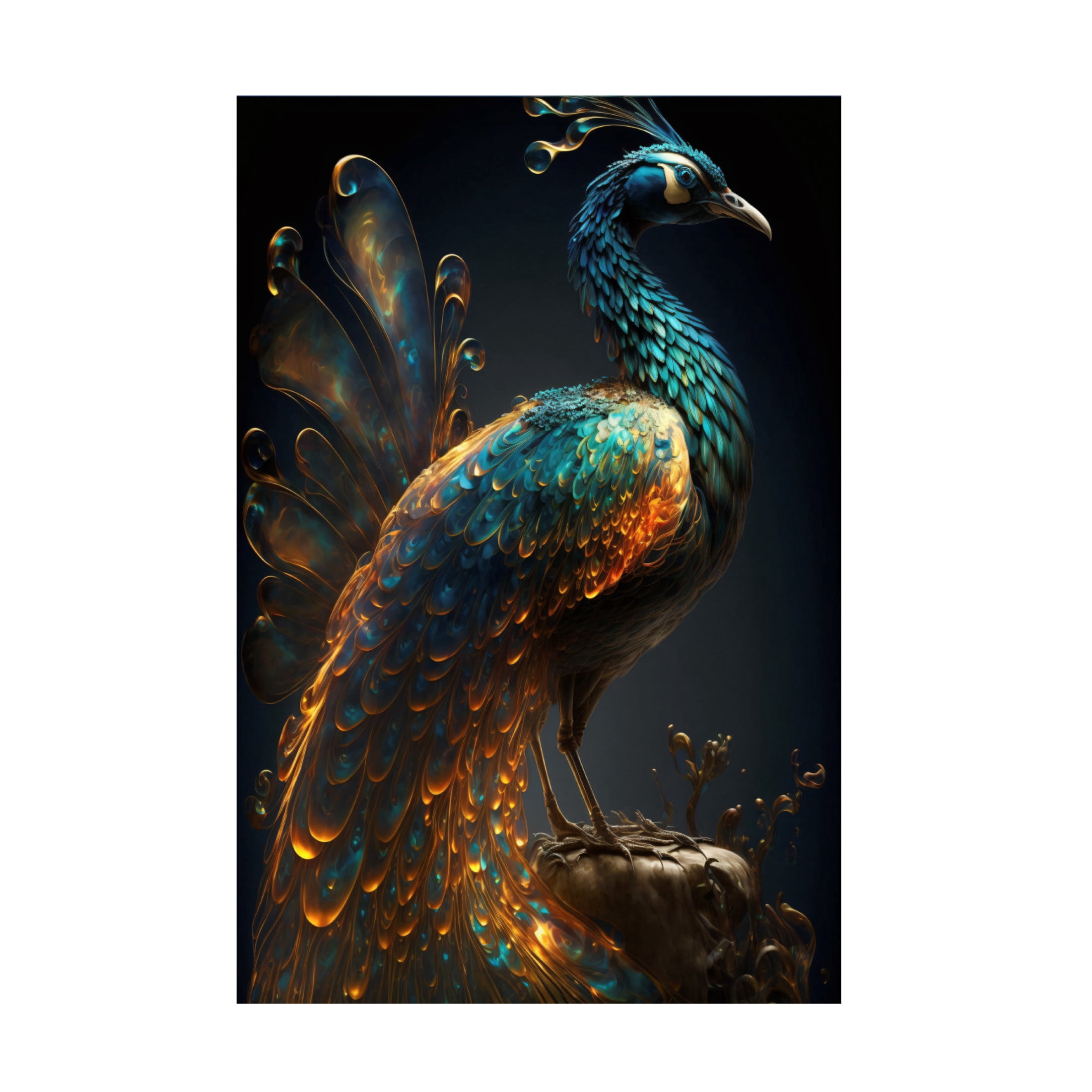 Canvas Wall Art - Ray Heere 'Proud Peacocks 4' Wall Art for Living Room, Bedroom, or Office Décor by Trademark Fine Art - 16 x 24 Inches