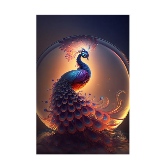 Canvas Wall Art - Ray Heere 'Proud Peacocks 9' Wall Art for Living Room, Bedroom, or Office Décor by Trademark Fine Art - 12 x 19 Inches