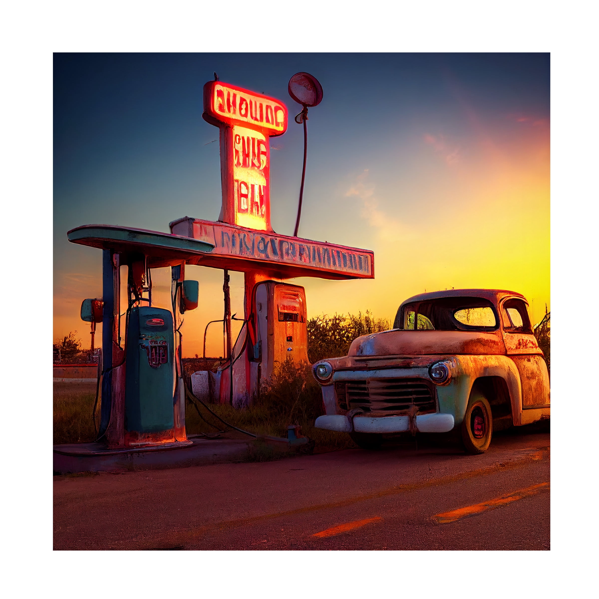 Canvas Wall Art - Ray Heere 'Route 66 1' Wall Art for Living Room, Bedroom, or Office Décor by Trademark Fine Art - 18 x 18 Inches