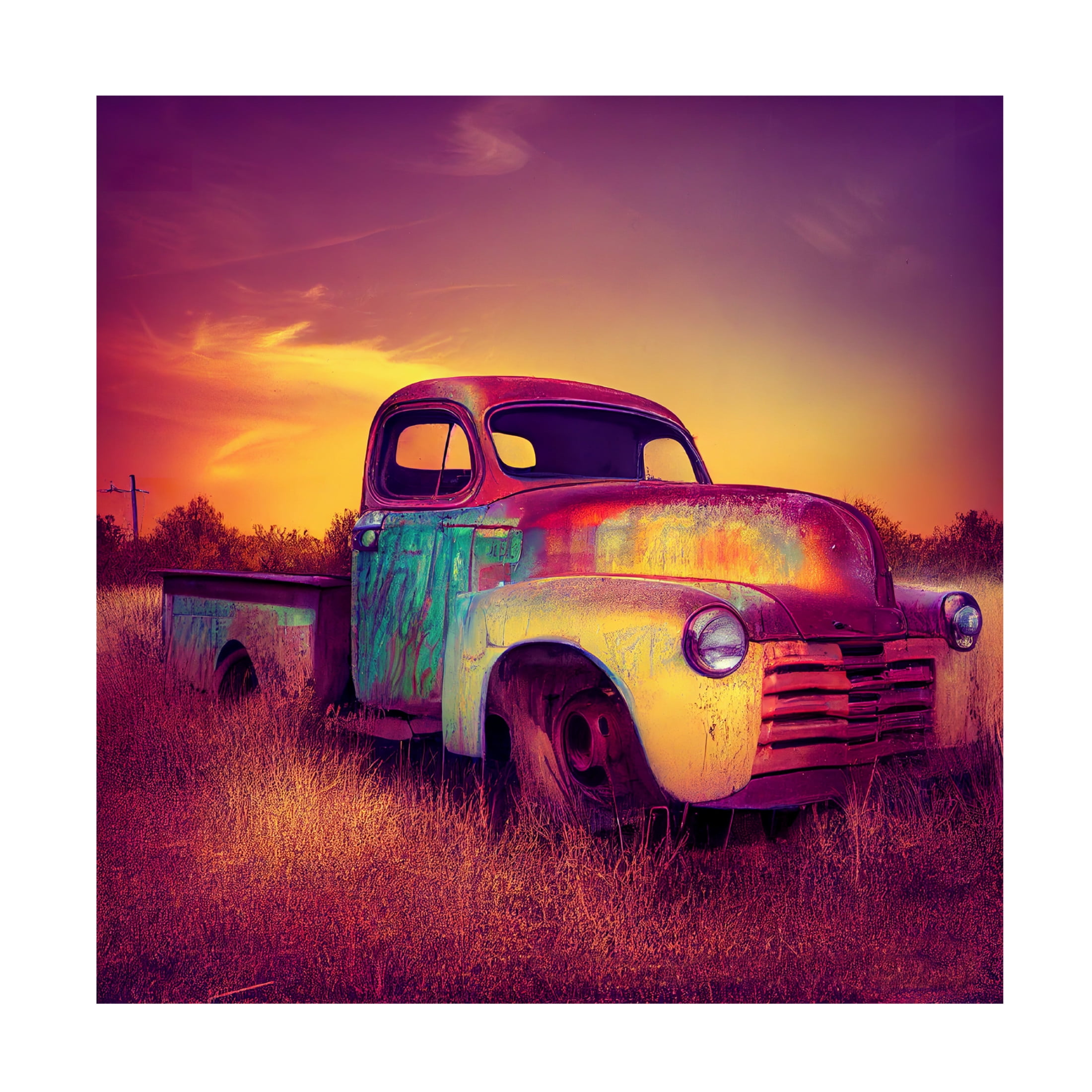 Canvas Wall Art - Ray Heere 'Route 66 5' Wall Art for Living Room, Bedroom, or Office Décor by Trademark Fine Art - 14 x 14 Inches