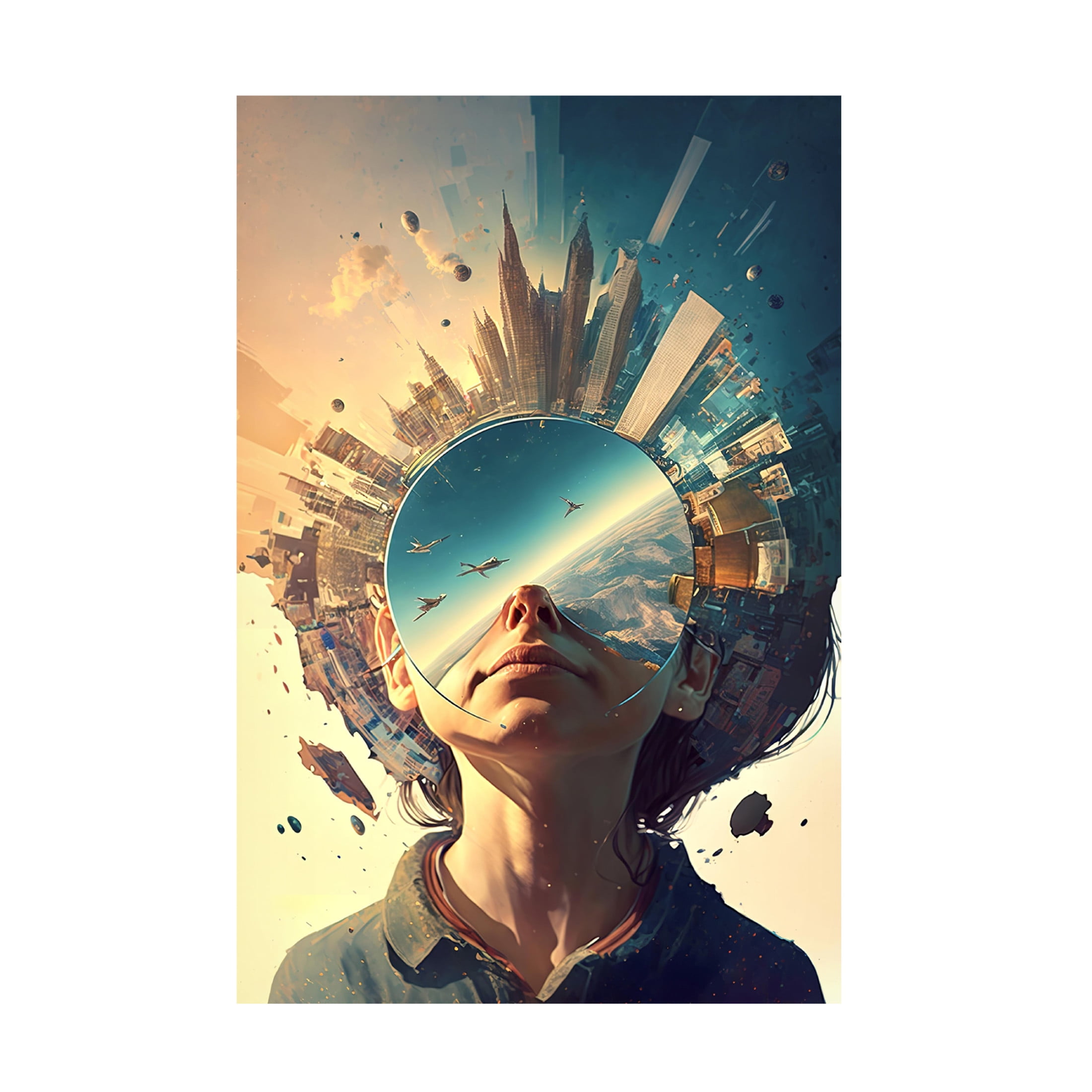 Canvas Wall Art - Ray Heere 'Surrealistic Selfies 2' Wall Art for Living Room, Bedroom, or Office Décor by Trademark Fine Art - 16 x 24 Inches