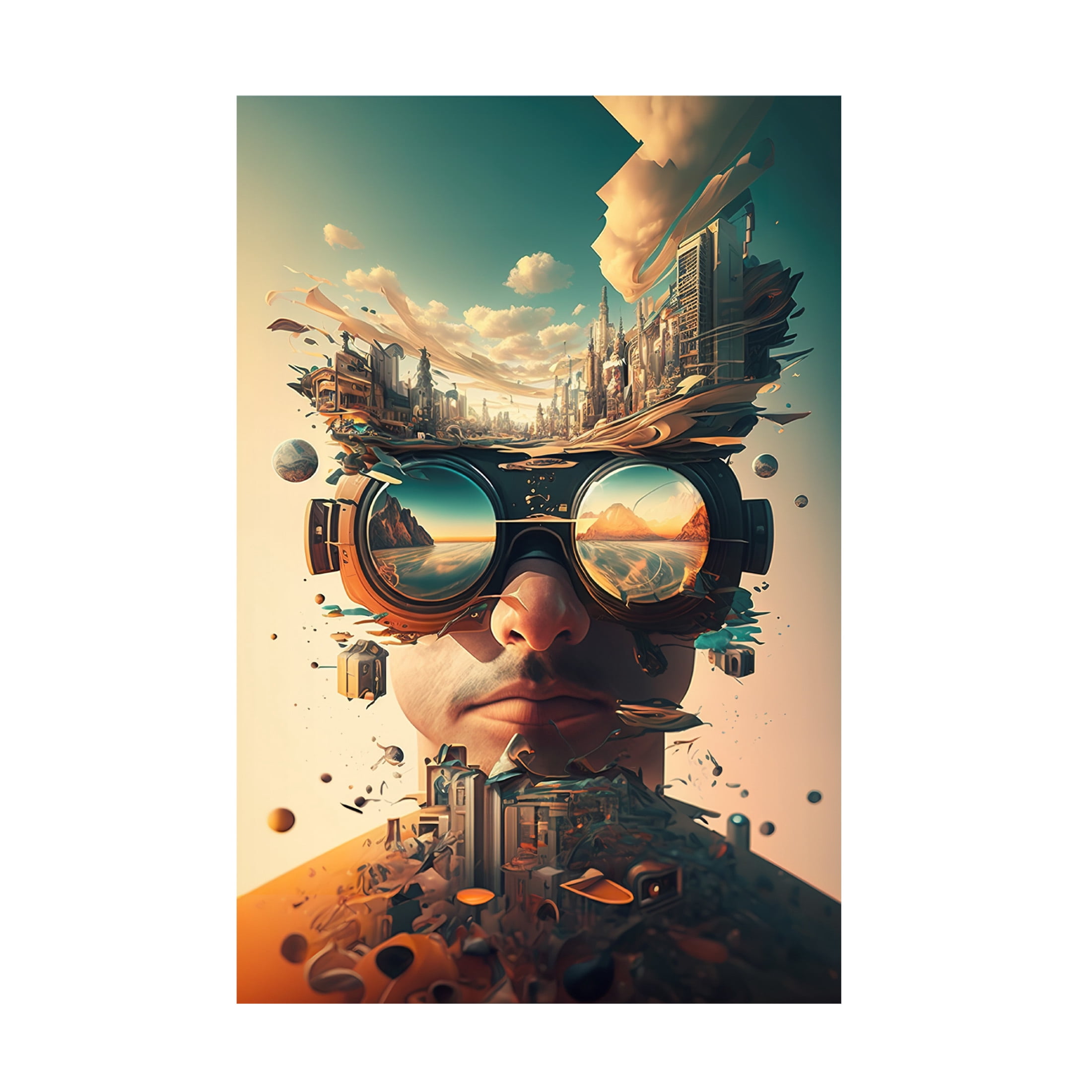 Canvas Wall Art - Ray Heere 'Surrealistic Selfies 3' Wall Art for Living Room, Bedroom, or Office Décor by Trademark Fine Art - 16 x 24 Inches