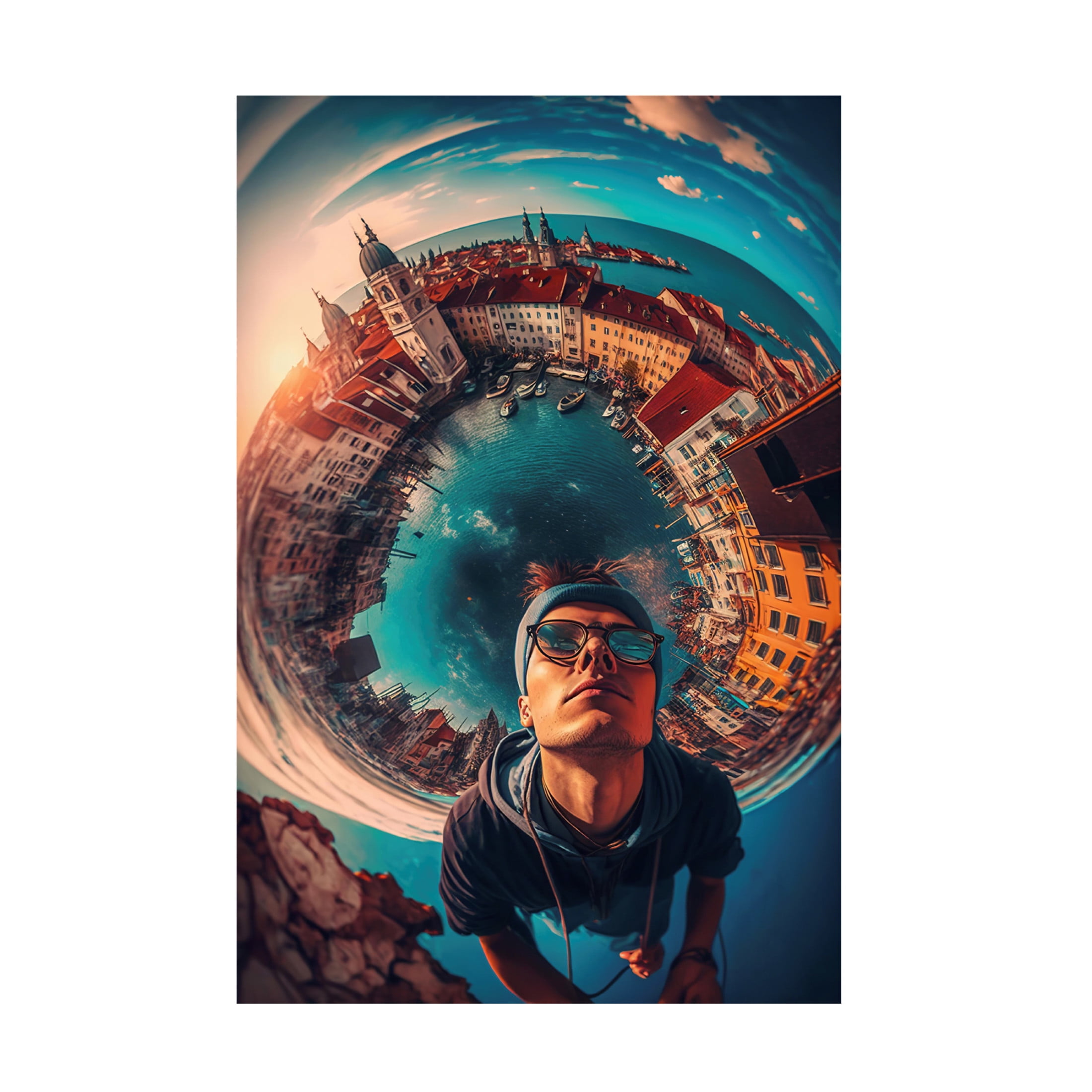 Canvas Wall Art - Ray Heere 'Surrealistic Selfies 8' Wall Art for Living Room, Bedroom, or Office Décor by Trademark Fine Art - 30 x 47 Inches