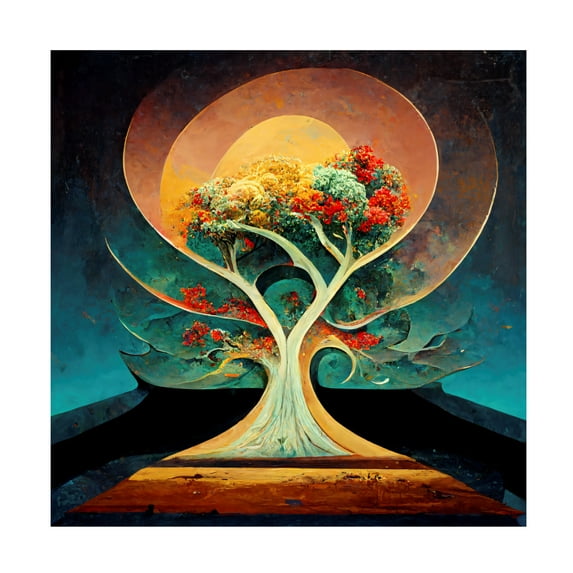 Canvas Wall Art - Ray Heere 'Tree Of Life 1' Wall Art for Living Room, Bedroom, or Office Décor by Trademark Fine Art - 14 x 14 Inches