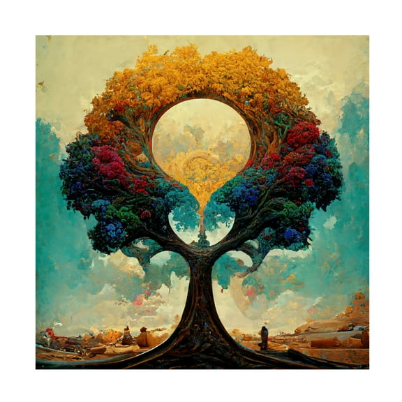 Canvas Wall Art - Ray Heere 'Tree Of Life 12' Wall Art for Living Room, Bedroom, or Office Décor by Trademark Fine Art - 14 x 14 Inches