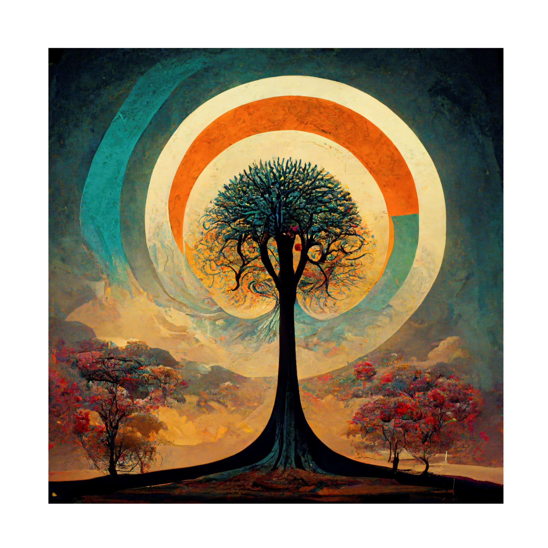 Canvas Wall Art - Ray Heere 'Tree Of Life 15' Wall Art for Living Room, Bedroom, or Office Décor by Trademark Fine Art - 24 x 24 Inches