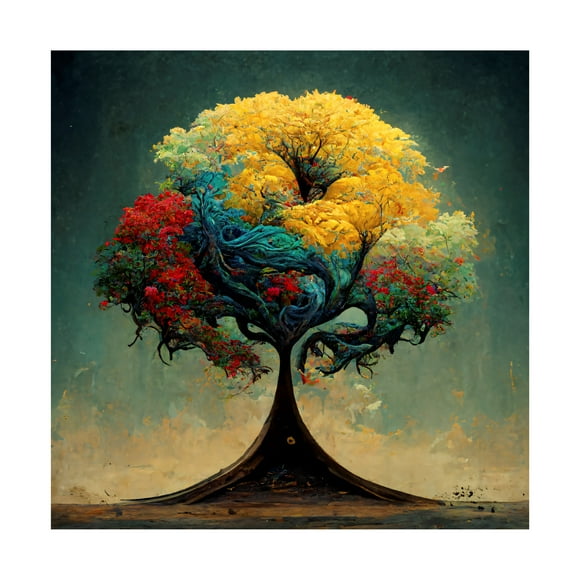 Canvas Wall Art - Ray Heere 'Tree Of Life 16' Wall Art for Living Room, Bedroom, or Office DÃ©cor by Trademark Fine Art - 14 x 14 Inches