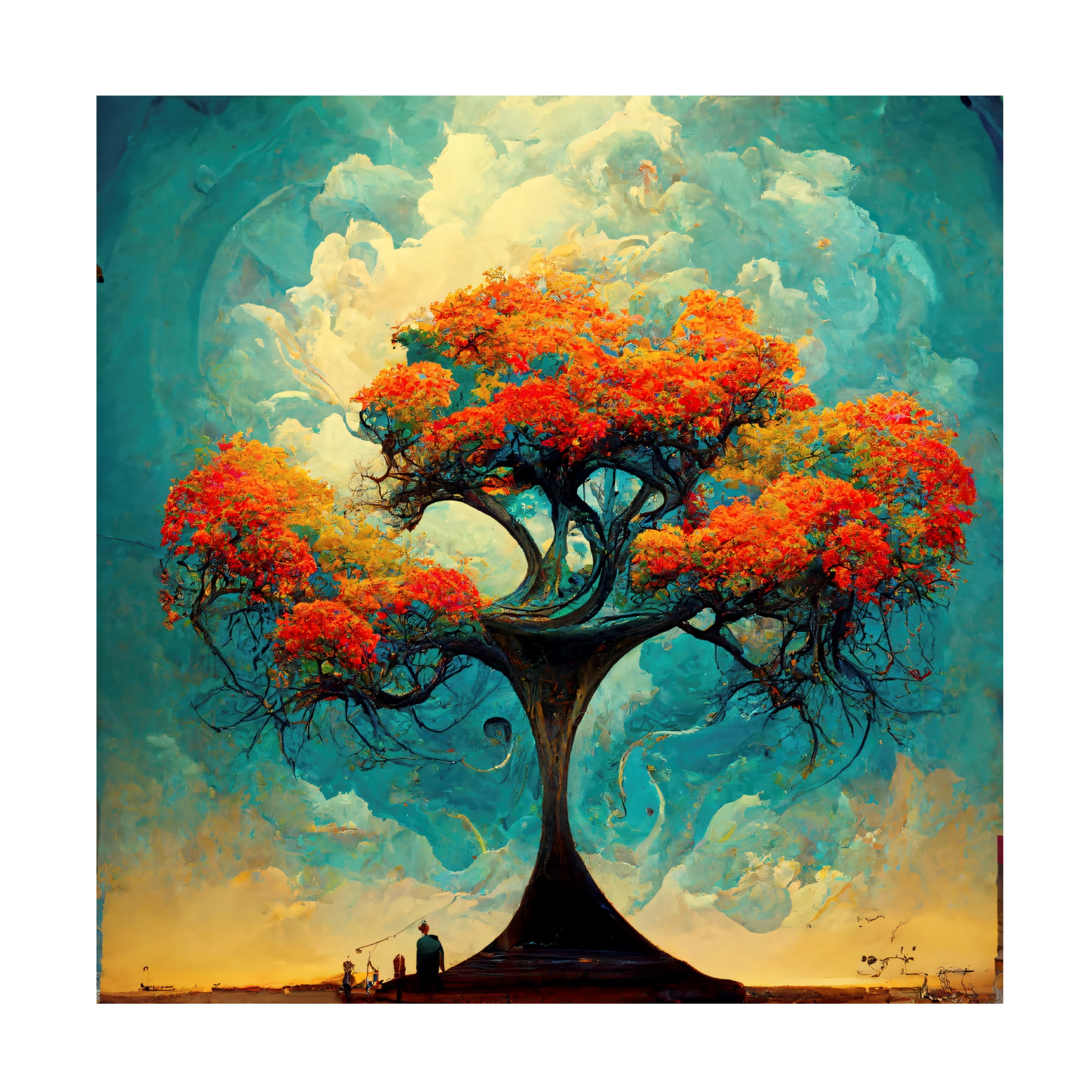 Canvas Wall Art - Ray Heere 'Tree Of Life 17' Wall Art for Living Room, Bedroom, or Office Décor by Trademark Fine Art - 35 x 35 Inches