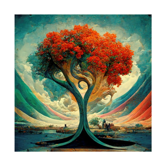 Canvas Wall Art - Ray Heere 'Tree Of Life 18' Wall Art for Living Room, Bedroom, or Office Décor by Trademark Fine Art - 18 x 18 Inches