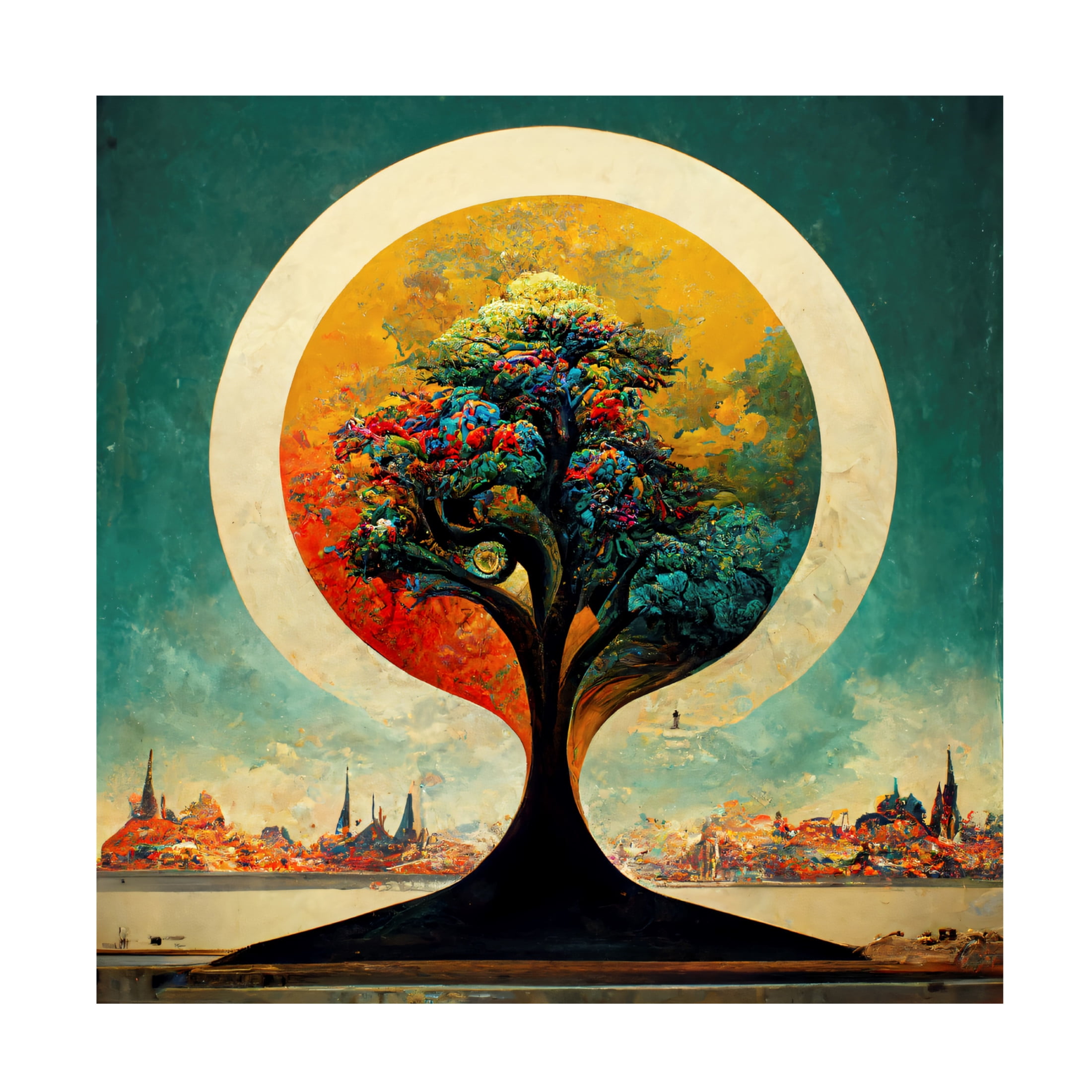 Canvas Wall Art - Ray Heere 'Tree Of Life 3' Wall Art for Living Room, Bedroom, or Office Décor by Trademark Fine Art - 18 x 18 Inches