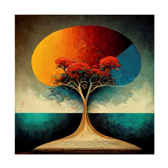 Canvas Wall Art - Ray Heere 'Tree Of Life 4' Wall Art for Living Room, Bedroom, or Office Décor by Trademark Fine Art - 14 x 14 Inches