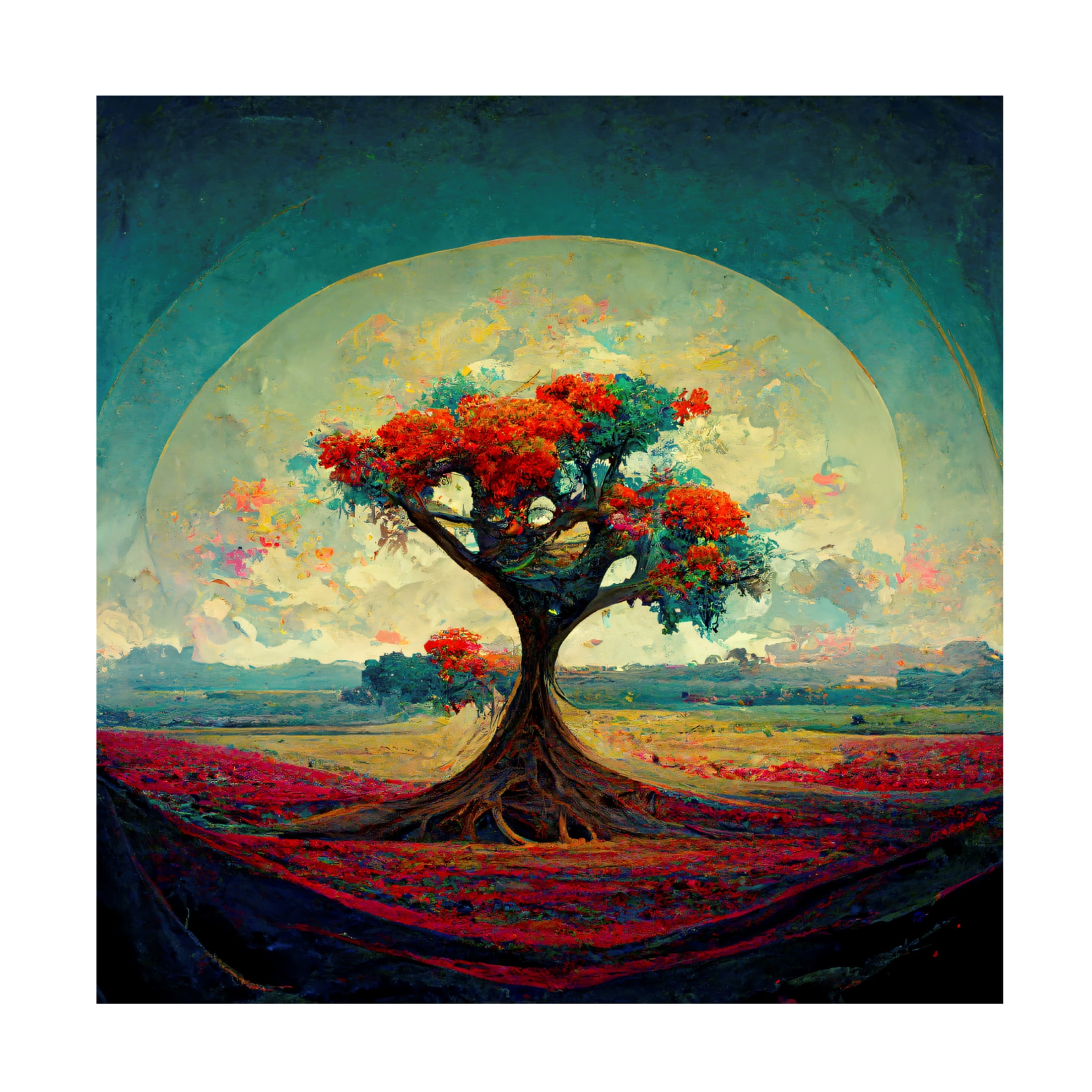 Canvas Wall Art - Ray Heere 'Tree Of Life 6' Wall Art for Living Room, Bedroom, or Office Décor by Trademark Fine Art - 14 x 14 Inches
