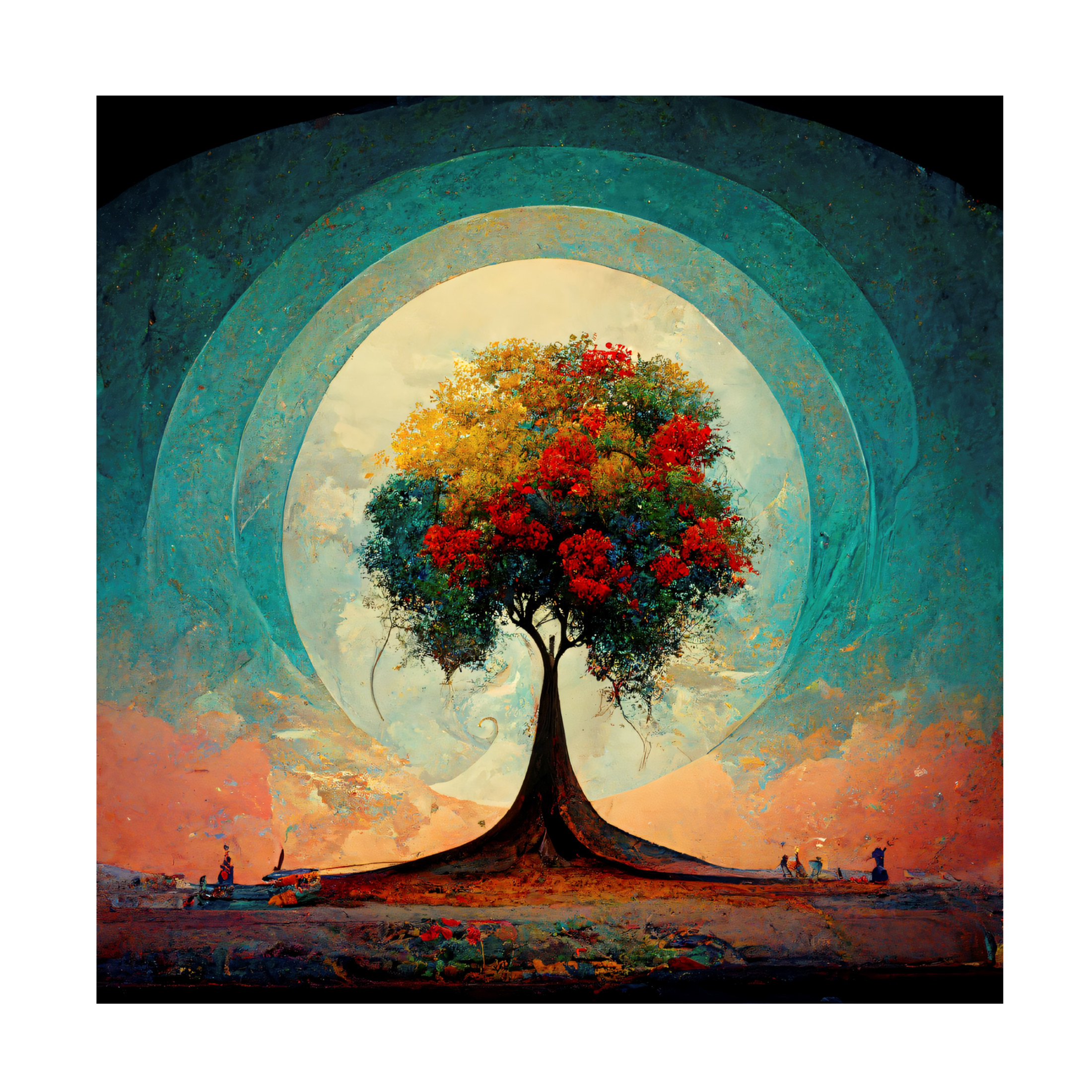 Canvas Wall Art - Ray Heere 'Tree Of Life 8' Wall Art for Living Room, Bedroom, or Office Décor by Trademark Fine Art - 35 x 35 Inches