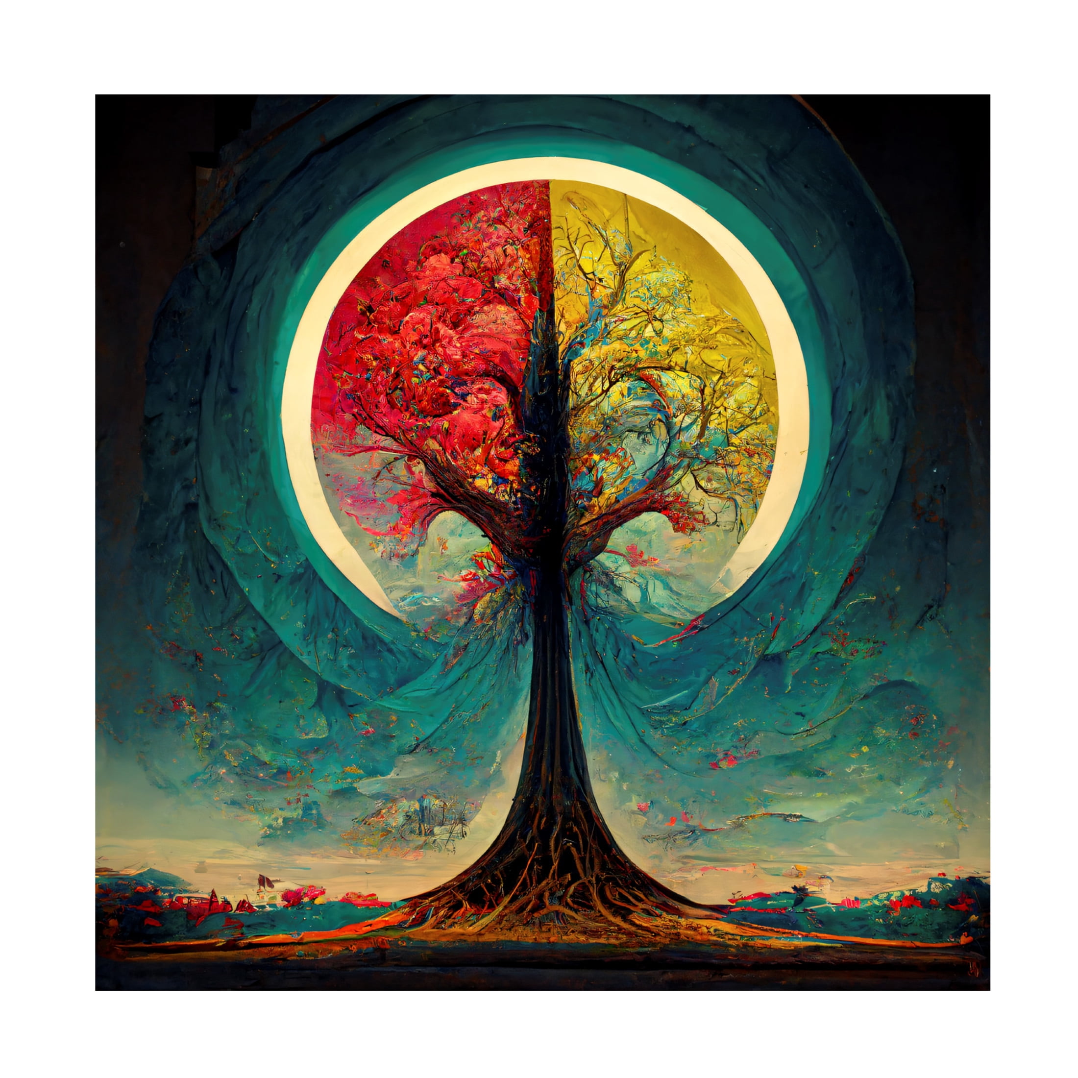 Canvas Wall Art - Ray Heere 'Tree Of Life 9' Wall Art for Living Room, Bedroom, or Office Décor by Trademark Fine Art - 35 x 35 Inches