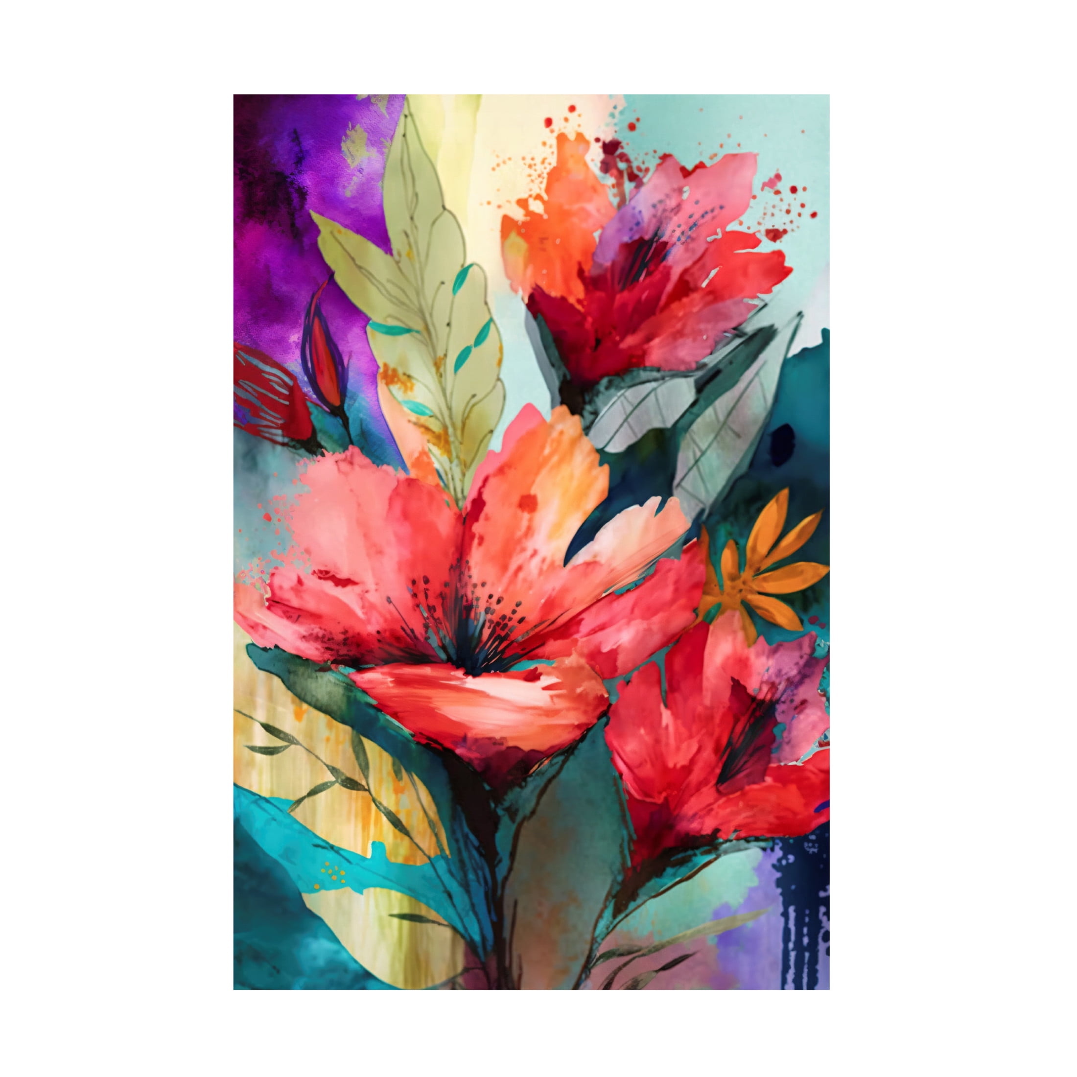 Canvas Wall Art - Ray Heere 'Watercolor Expressive Flowers 18' Wall Art for Living Room, Bedroom, or Office Décor by Trademark Fine Art - 16 x 24 Inches