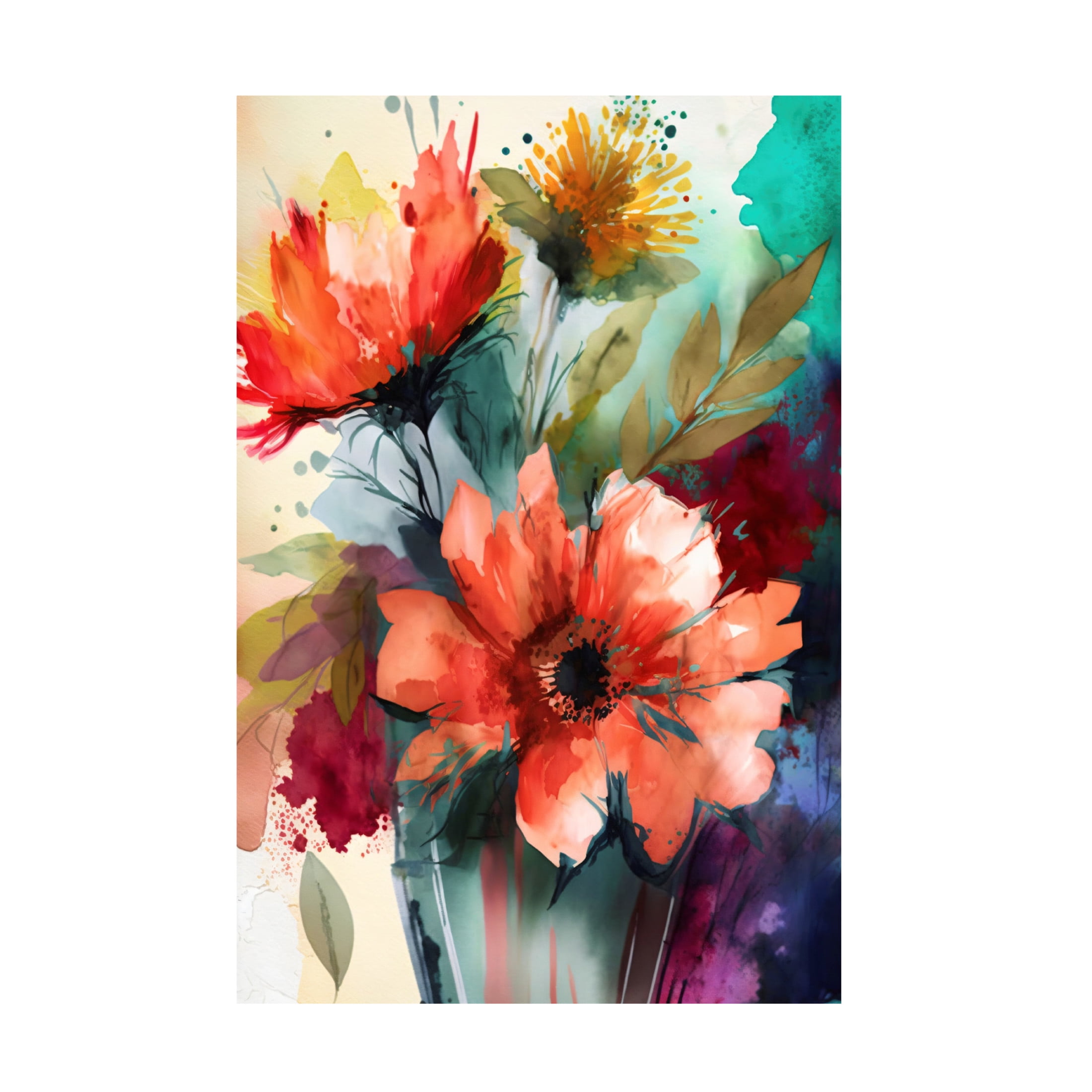 Canvas Wall Art - Ray Heere 'Watercolor Expressive Flowers 23' Wall Art for Living Room, Bedroom, or Office Décor by Trademark Fine Art - 22 x 32 Inches