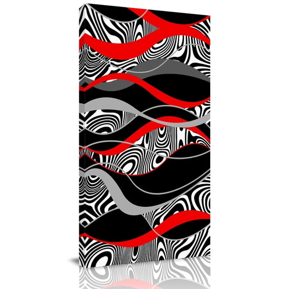 Canvas Wall Art, Red Black Stripes Framed Canvas Prints for Living Room Hallway, Modern Gradient Abstract Lines Art Oversized Gallery Wrapped Wall Decor for Home Office, Gifts, 30"x60" Ship Next Day