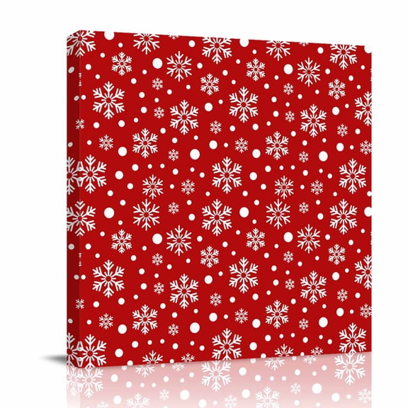Canvas Wall Art, Red Christmas Framed Canvas Prints for Bathroom Kitchen, Xmas Winter White Snowflake Simple Gallery Wrapped Wall Decor for Home Office, Gifts, 10"x10" Ship Next Day