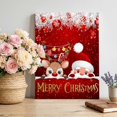 thumbnail image 1 of Canvas Wall Art, Red Christmas Framed Canvas Prints for Living Room Bedroom, Santa Claus Deer Snowflake Pine Branches Ball Gallery Wrapped Wall Decor for Home Office, Gifts, 12"x16" Ship Next Day, 1 of 9