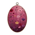 thumbnail image 1 of Canvas Wall Art Red Floral Burgundy Leaf Vintage Boho Flower Colorful Flowers Delicate Oval Framed Canvas Prints Vintage Wall Hanging Decor for Home Office Decorations 8.6"x11.4", 1 of 7