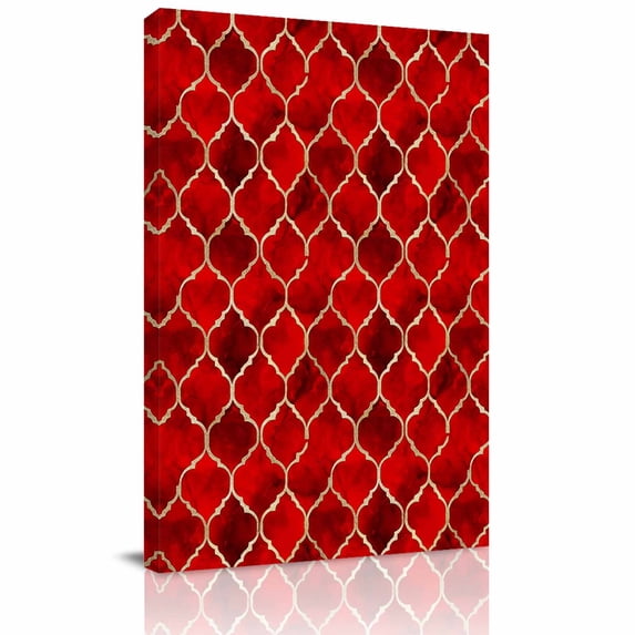Canvas Wall Art, Red Geometric Framed Canvas Prints for Bathroom ...