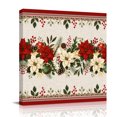 thumbnail image 1 of Canvas Wall Art, Red Poinsettia Christmas Framed Canvas Prints for Bathroom Desk, Xmas Botanical Red Border Rustic Small Gallery Wrapped Wall Decor for Home Office, Gifts, 8"x8" Ship Next Day, 1 of 9