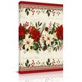 thumbnail image 1 of Canvas Wall Art, Red Poinsettia Christmas Framed Canvas Prints for Hallway Living Room, Xmas Botanical Red Border Beige Extra Large Gallery Wrapped Wall Decor for Home Office, Gifts, 20"x30", 1 of 9