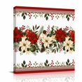 thumbnail image 1 of Canvas Wall Art, Red Poinsettia Christmas Framed Canvas Prints for Living Room Bathroom, Xmas Botanical Berry Red Border Gallery Wrapped Wall Decor for Home Office, Gifts, 12"x12" Ship Next Day, 1 of 9