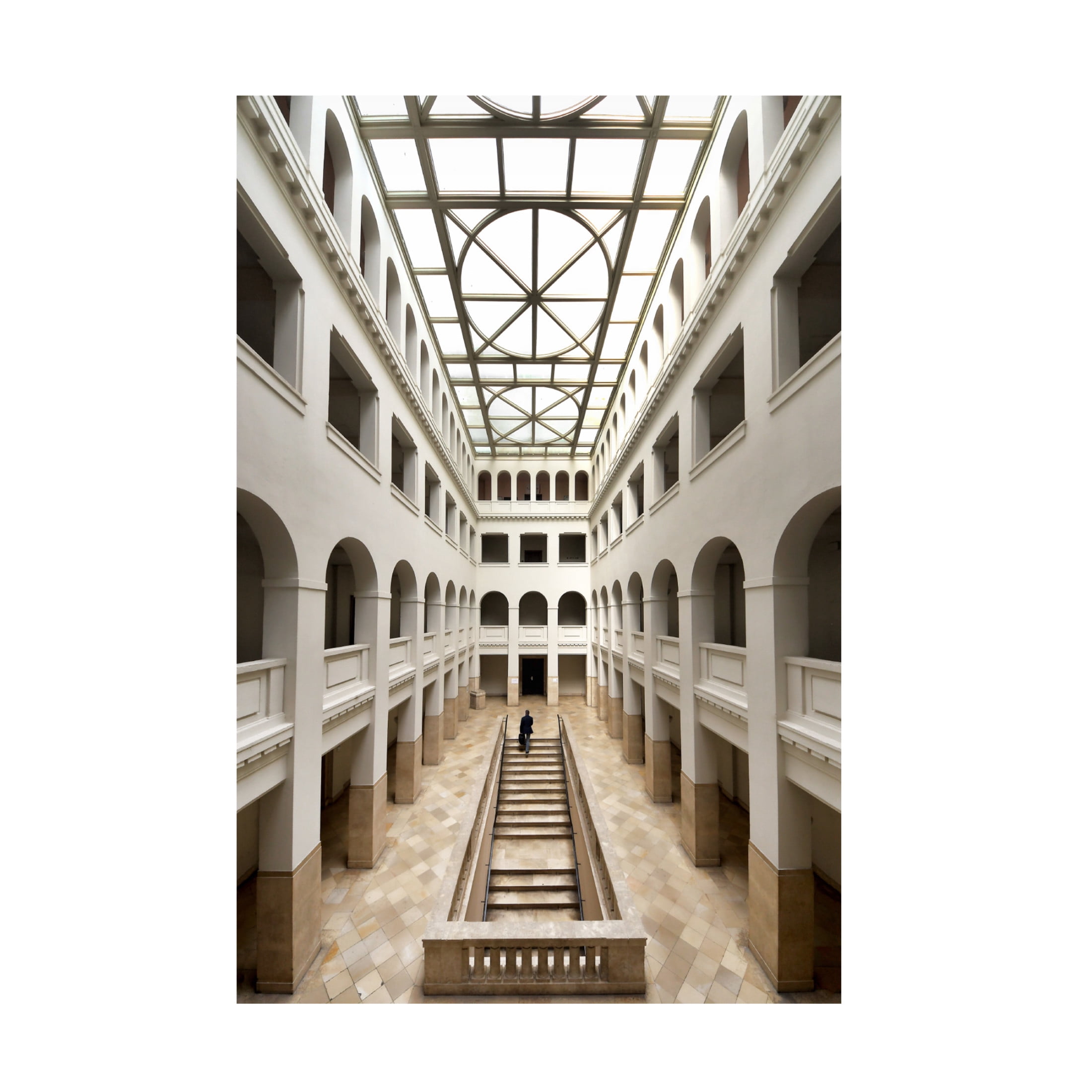 Canvas Wall Art - Renate Reichert 'Peter Behrens Bau' Wall Art for Living Room, Bedroom, or Office Décor by Trademark Fine Art - 16 x 24 Inches