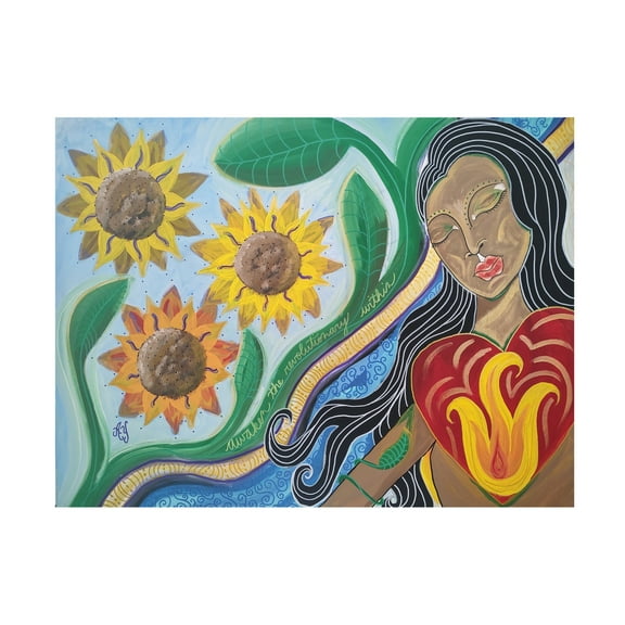 Canvas Wall Art - Rev. Dr. Angela Yarber 'Goddess of Revolution' Wall Art for Living Room, Bedroom, or Office Décor by Trademark Fine Art - 19 x 14 Inches