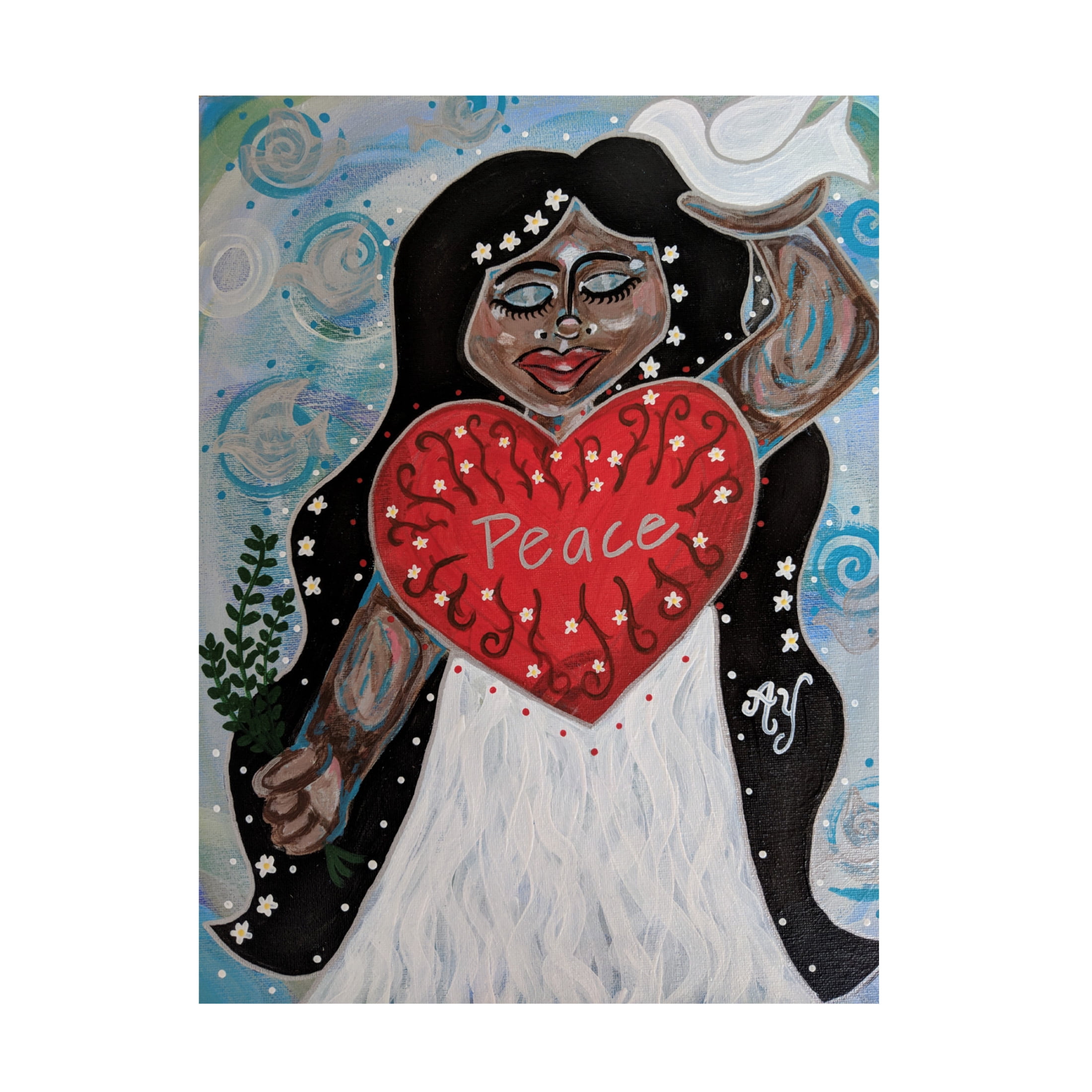 Canvas Wall Art - Rev. Dr. Angela Yarber 'Peace Goddess' Wall Art for Living Room, Bedroom, or Office Décor by Trademark Fine Art - 35 x 47 Inches
