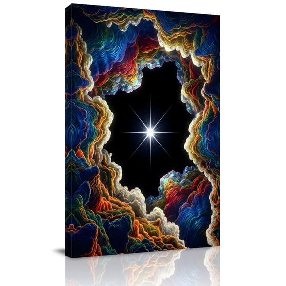 Canvas Wall Art Rock Cave Canvas Art Print Star Clouds Canyon Nature Abstract Pictures Wall Decor for Living Room Bedroom Artwork Decorations Stretched Framed Ready to Hang 12"x18"