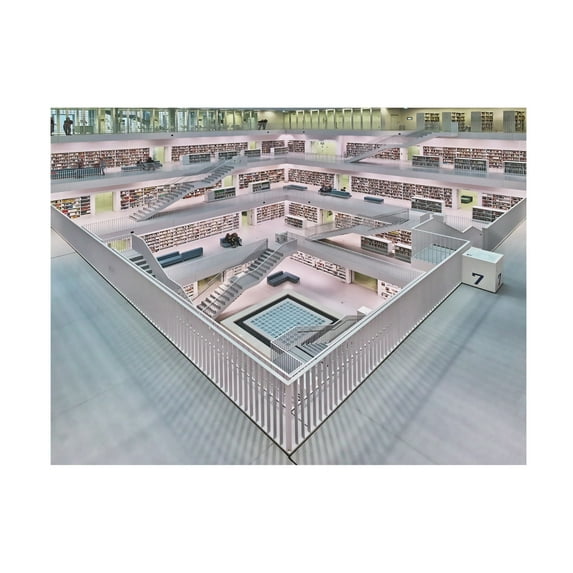 Canvas Wall Art - Rolf Mauer 'Stadtbibliothek Stuttgart Inner Space I' Wall Art for Living Room, Bedroom, or Office D?cor by Trademark Fine Art - 47 x 35 Inches