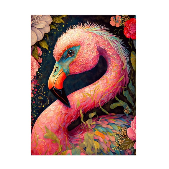 Canvas Wall Art - RomantzArt 'Flamingo Fantastico Havana' Wall Art for Living Room, Bedroom, or Office Décor by Trademark Fine Art - 35 x 47 Inches