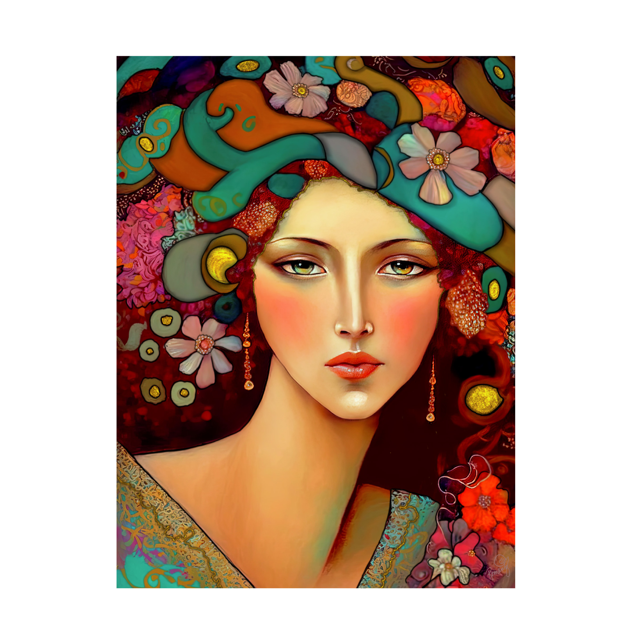 Canvas Wall Art - RomantzArt 'Renaissance Romance Ennia' Wall Art for Living Room, Bedroom, or Office Décor by Trademark Fine Art - 14 x 19 Inches