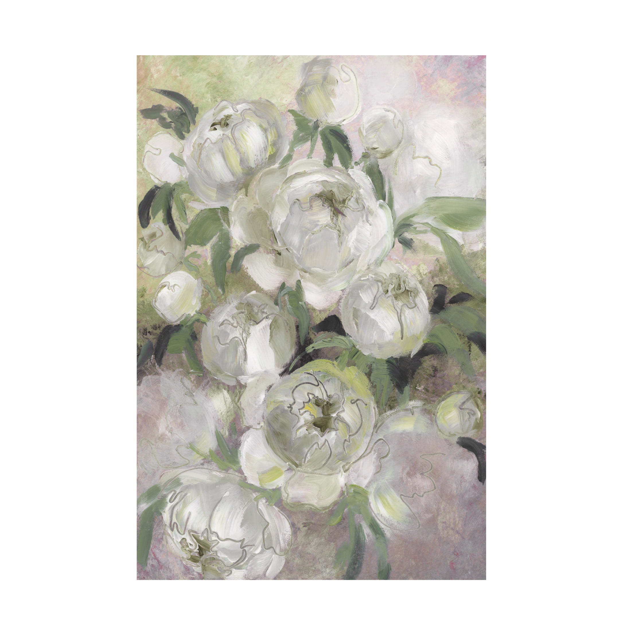 Canvas Wall Art - Rosana Laiz Blursbyai 'Sady painterly florals in green' Wall Art for Living Room, Bedroom, or Office Décor by Trademark Fine Art - 16 x 24 Inches