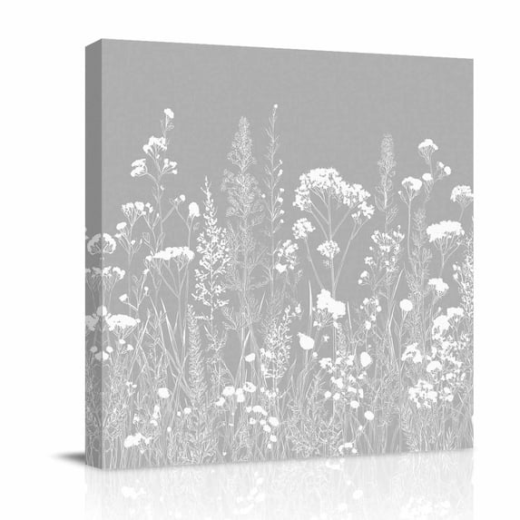 Canvas Wall Art Rustic Gray Green Canvas Art Print White Botanical ...