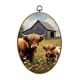 thumbnail image 1 of Canvas Wall Art Rustic Highland Cow Watercolor Farmhouse Animal Cattle Grassland Daisy Oval Framed Canvas Prints Vintage Wall Hanging Decor for Office Kitchen Bathroom Gifts For Women 8.6"x11.4", 1 of 7