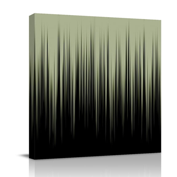 Canvas Wall Art, Sage Green Black Ombre Framed Canvas Prints for Bathroom Kitchen, Modern Abstract Striped Gradient Gallery Wrapped Wall Decor for Home Office, Gifts, 10"x10" Ship Next Day