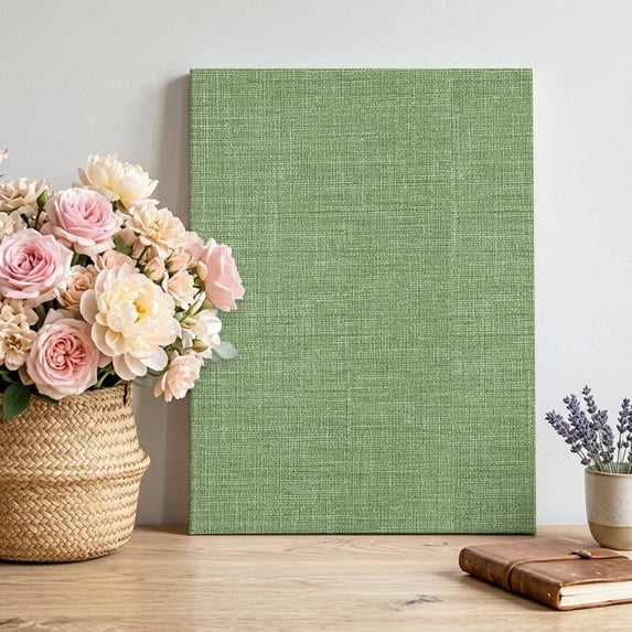Canvas Wall Art Sage Green Linen Canvas Art Print Farmhouse Pure Color Country Farm Pictures Wall Decor for Living Room Bedroom Artwork Decorations Stretched Framed Ready to Hang 8"x12"