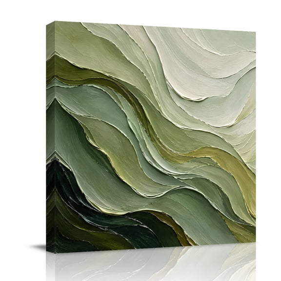 Canvas Wall Art, Sage Green Ombre Framed Canvas Prints for Bathroom Desk, Farmhouse Gradient Abstract Pattern Small Gallery Wrapped Wall Decor for Home Office, Gifts, 8"x8" Ship Next Day