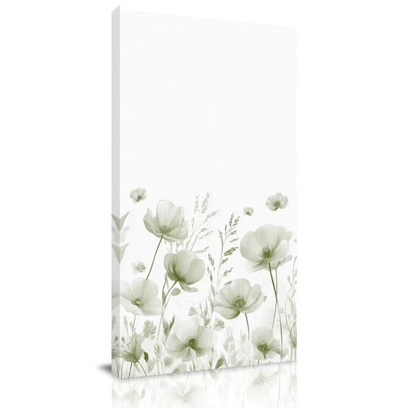 Canvas Wall Art, Sage Green Spring Floral Framed Canvas Prints for Bedroom Dining Room, Summer Botanical Watercolor Vintage Gallery Wrapped Wall Decor for Home Office, Gifts, 20"x40" Ship Next Day