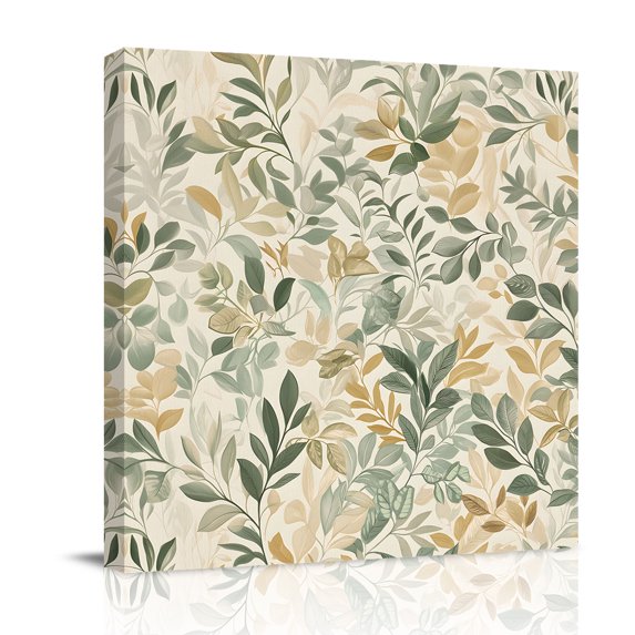 Canvas Wall Art, Sage Green Yellow Botanical Framed Canvas Prints for Bathroom Desk, Spring Summer Vintage Small Gallery Wrapped Wall Decor for Home Office, Gifts, 8"x8" Ship Next Day