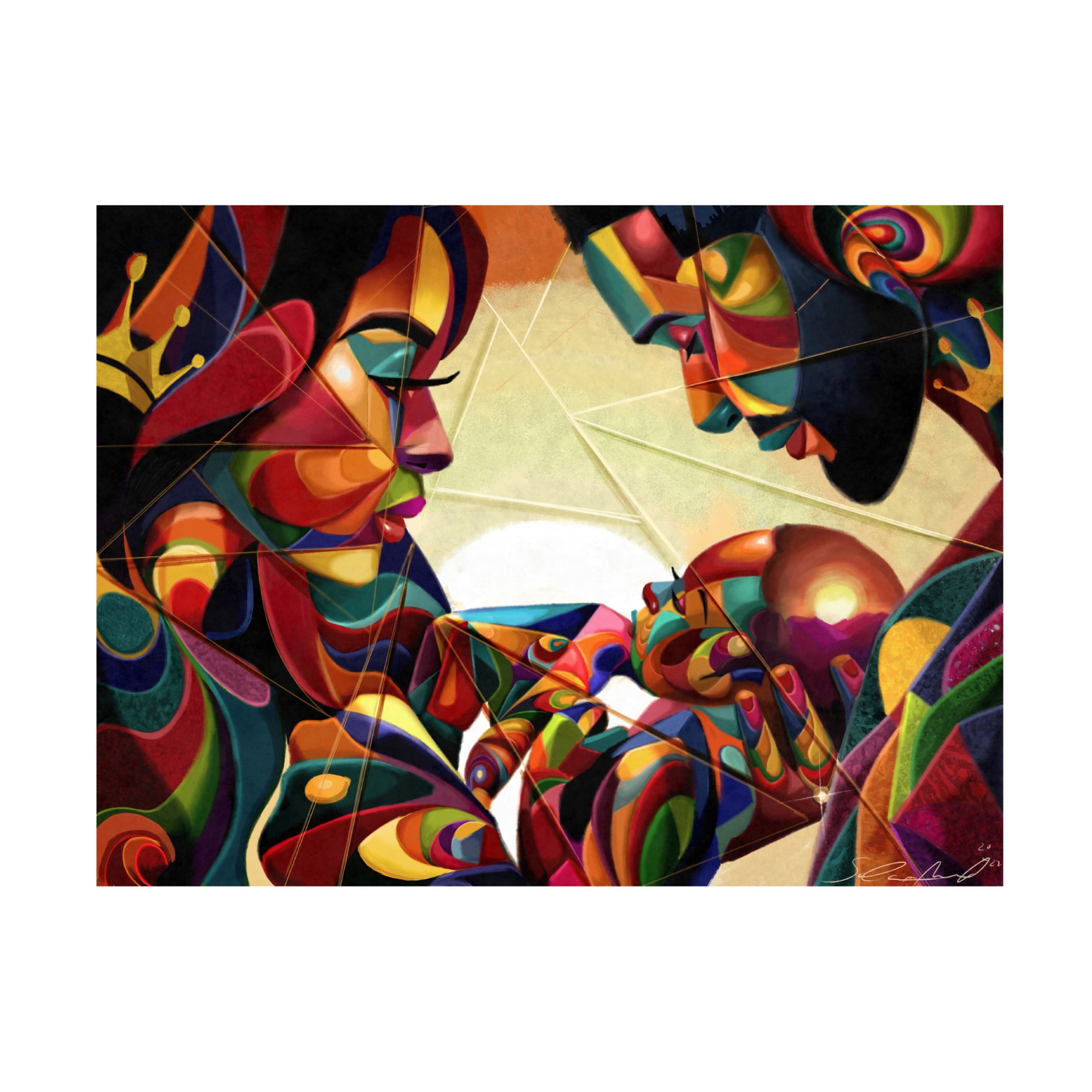 Canvas Wall Art - Salaam Muhammad 'Family Hues' Wall Art for Living Room, Bedroom, or Office Décor by Trademark Fine Art - 47 x 35 Inches