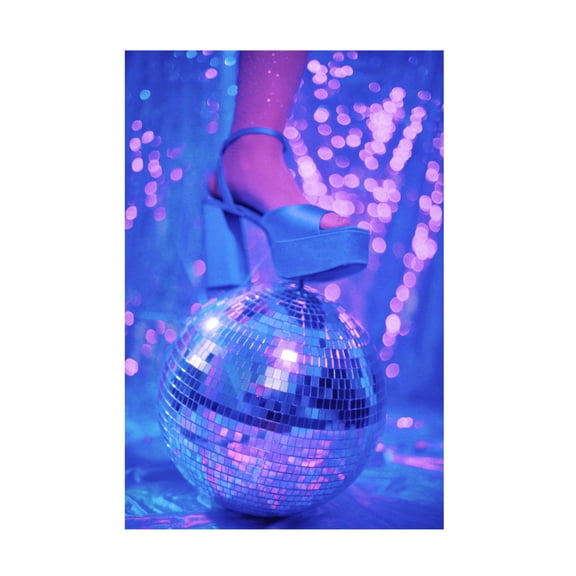 Canvas Wall Art - Samantha Hearn 'Disco Ball And Neon Platform' Wall Art for Living Room, Bedroom, or Office D?cor by Trademark Fine Art - 12 x 19 Inches