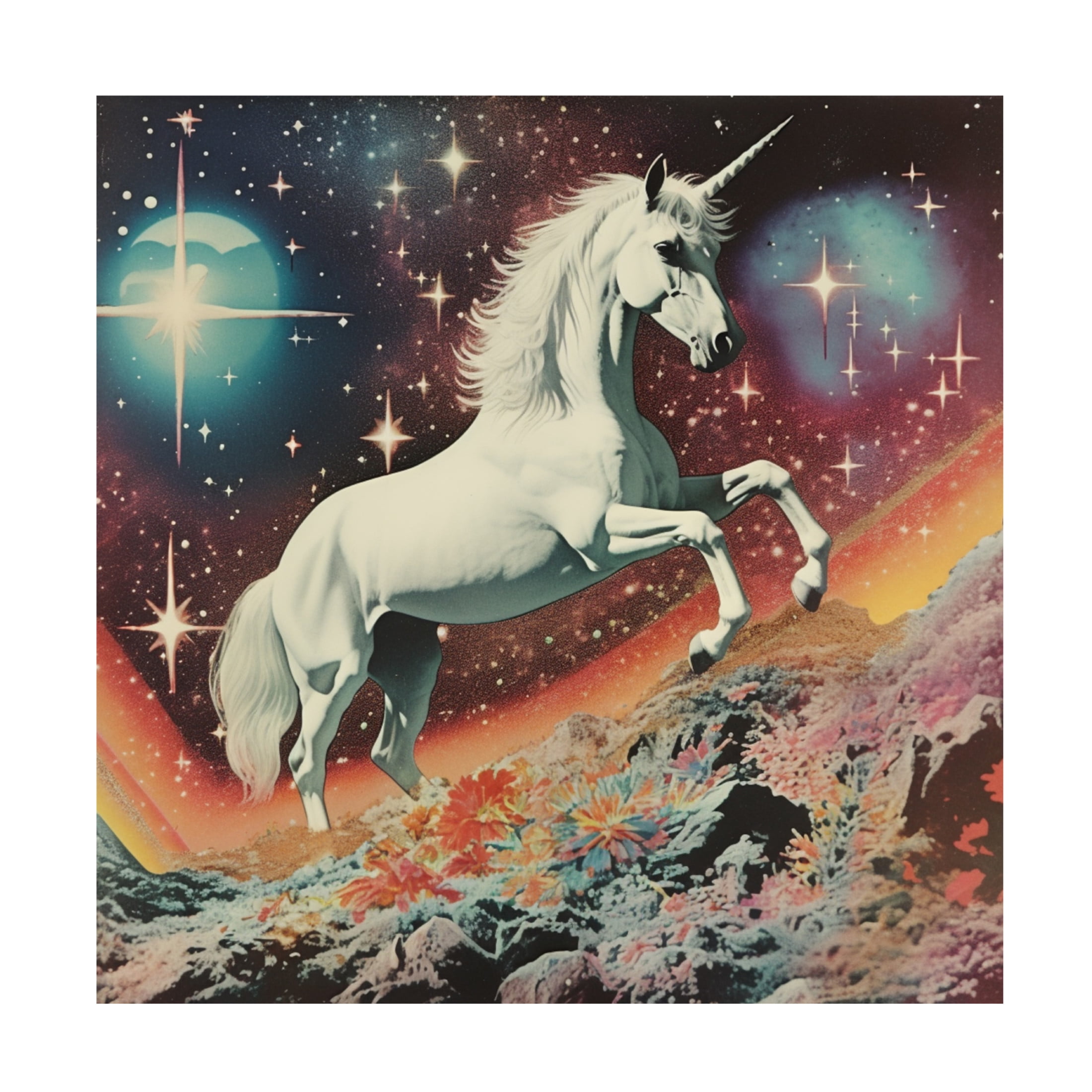 Canvas Wall Art - Samantha Hearn 'Vintage Unicorn Collage Art' Wall Art for Living Room, Bedroom, or Office D?cor by Trademark Fine Art - 24 x 24 Inches