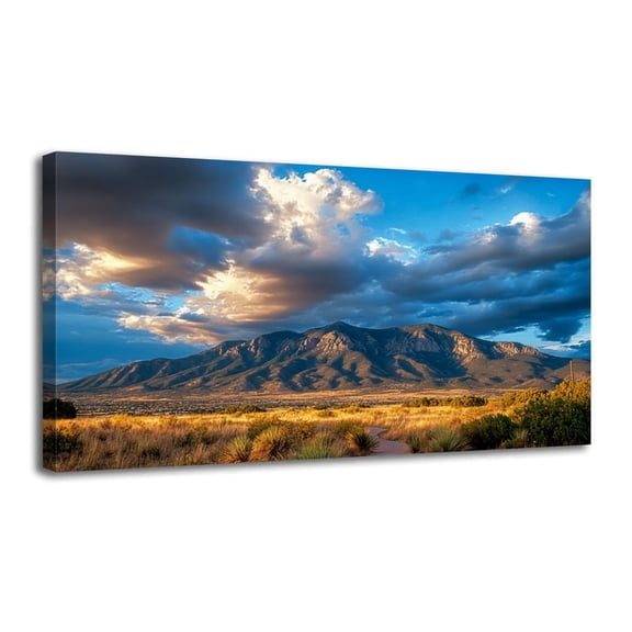 Canvas Wall Art Sandia Mountains New Mexico Sunset Wall Decor for Living Room Bathroom Bedroom Office 20" x 40" Art Paintings, Ready to Hang