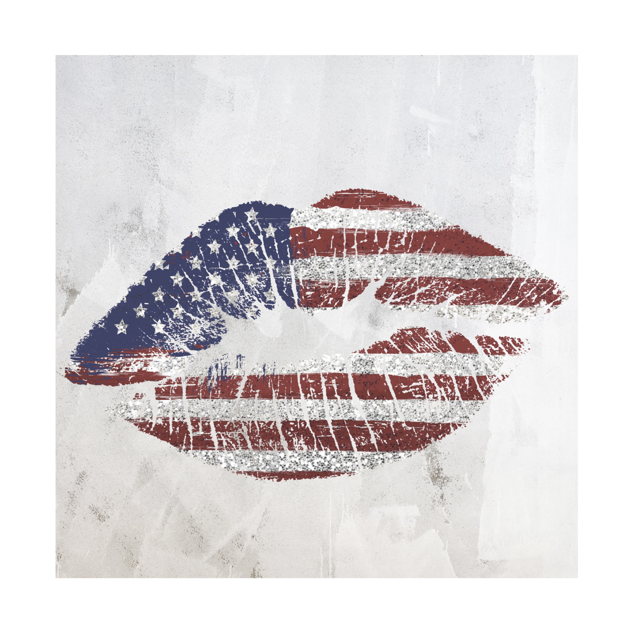 Canvas Wall Art - Sasha 'American Kiss' Wall Art for Living Room, Bedroom, or Office Décor by Trademark Fine Art - 35 x 35 Inches